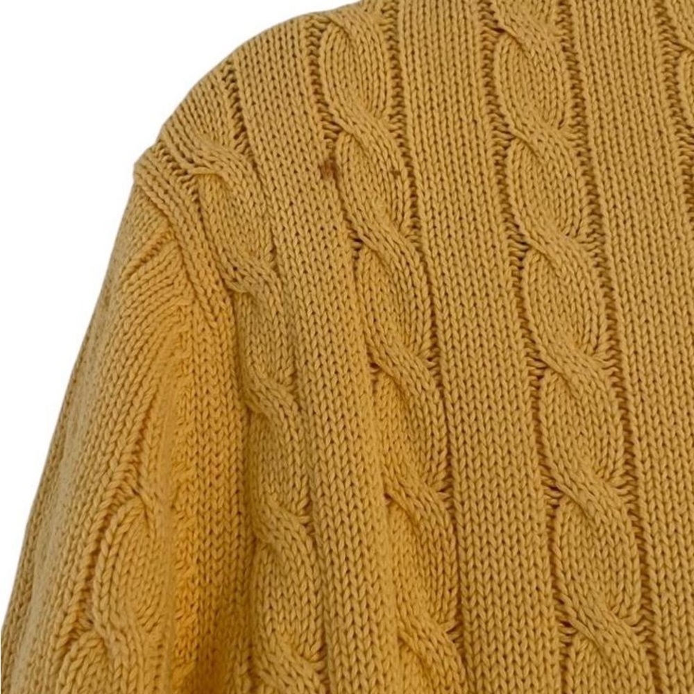 Lands' End Men's Cable Crewneck Sweater in Mustard Yellow - Picture 5 of 5